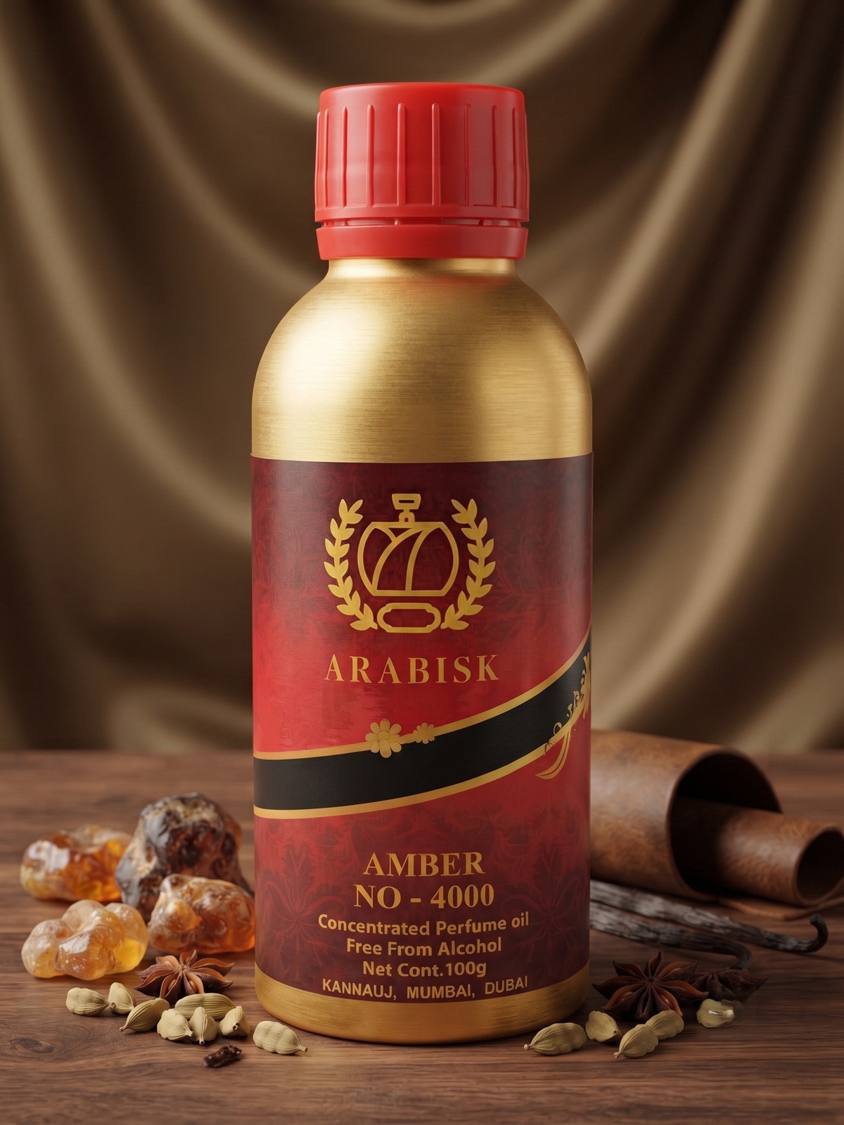 ARABISK Amber No. 4000 | Concentrated Attar Oil | Alcohol-Free, Long-Lasting Fragrance | 100g Arabisk
