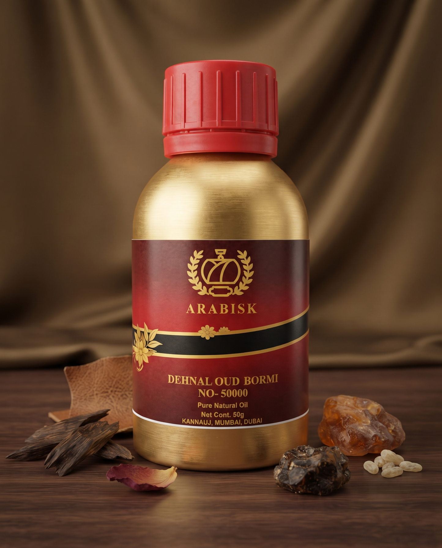ARABISK Dehnal Oud Bormi No. 50000 | Pure Natural Attar Oil | Alcohol-Free, Long-Lasting Fragrance | 50g Arabisk