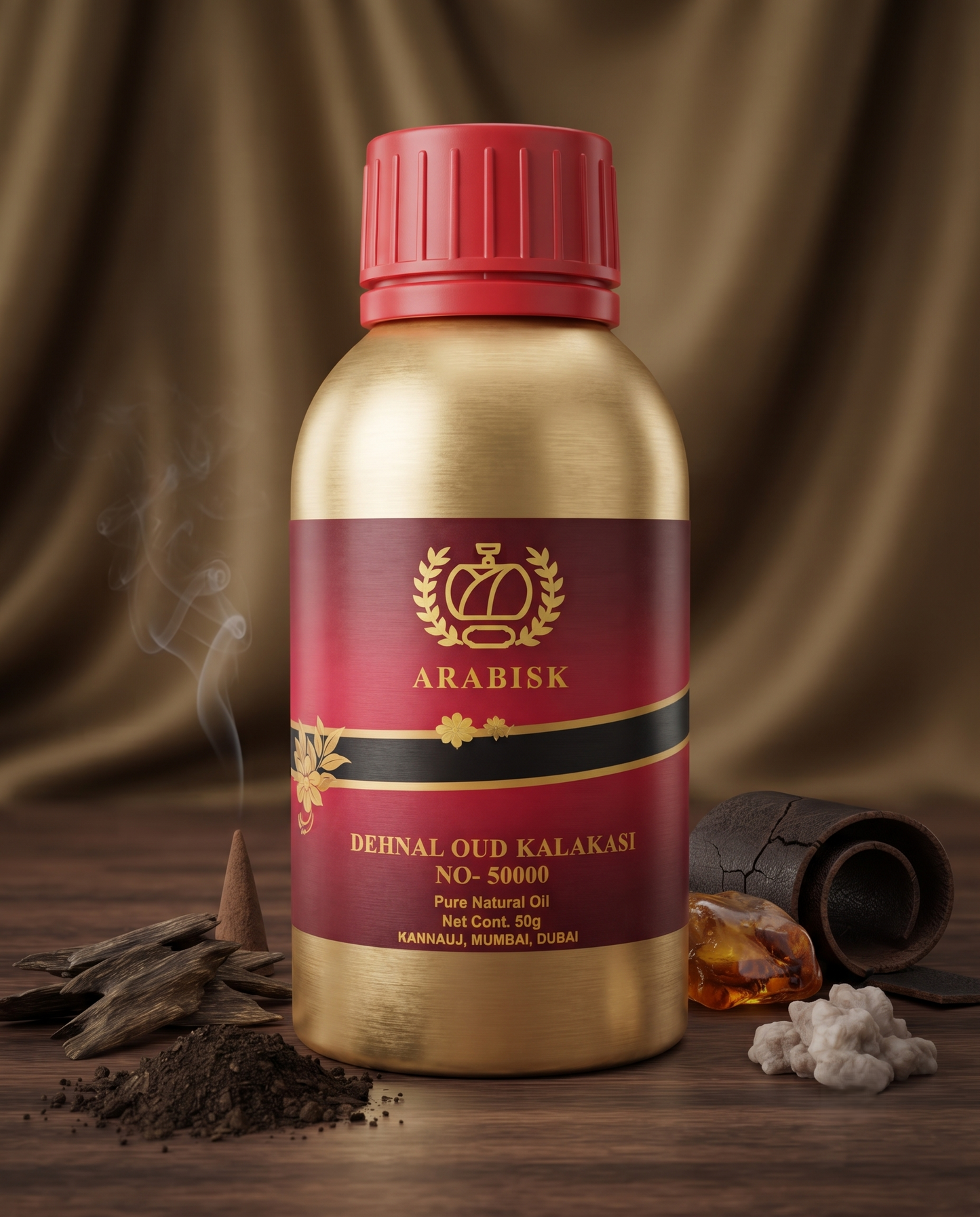 ARABISK Dehnal Oud Kalakasi No. 50000 | Pure Natural Attar Oil | Alcohol-Free, Long-Lasting Fragrance | 50g Arabisk