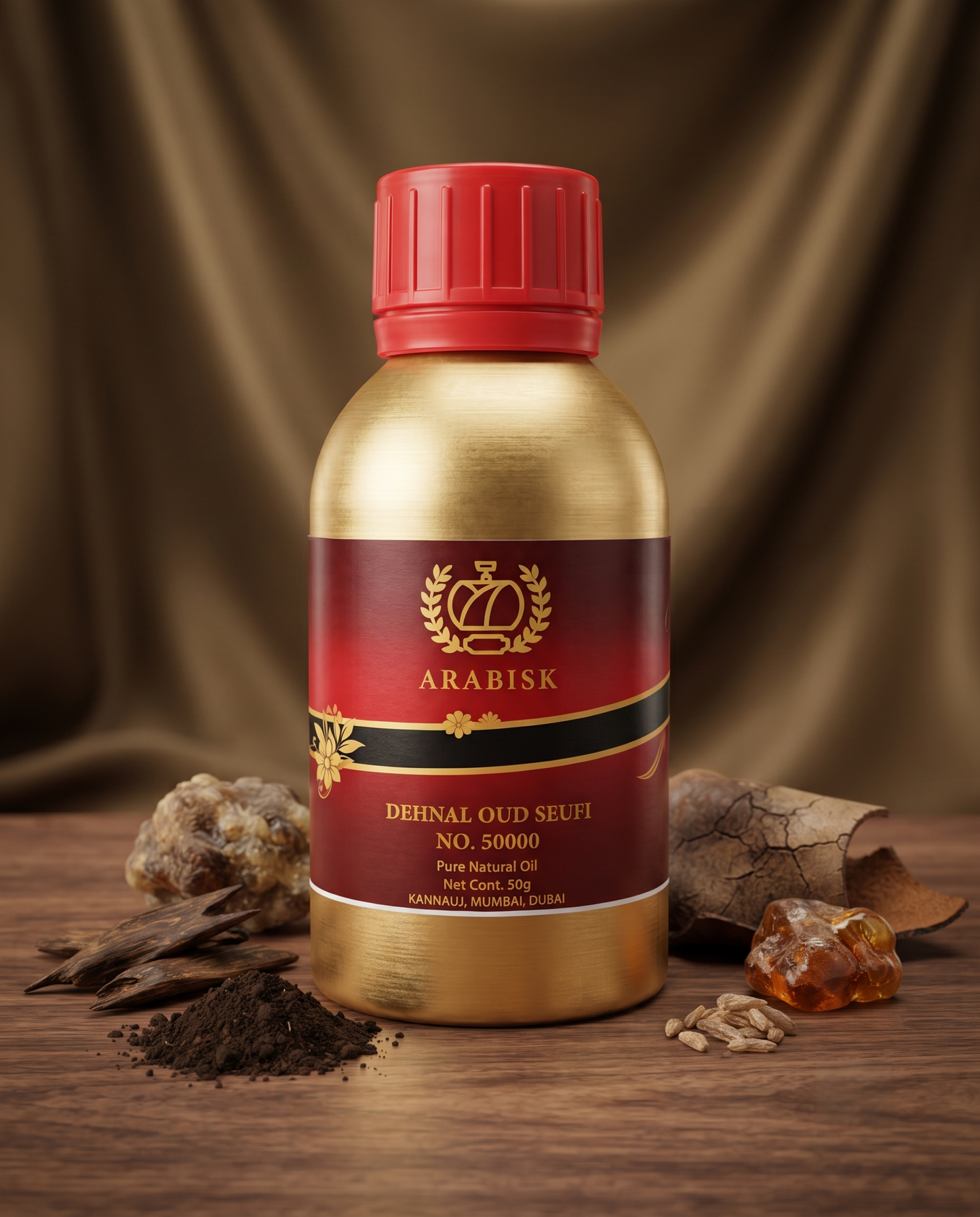 ARABISK Dehnal Oud Seufi No. 50000 | Pure Natural Attar Oil | Alcohol-Free, Long-Lasting Fragrance | 50g Arabisk