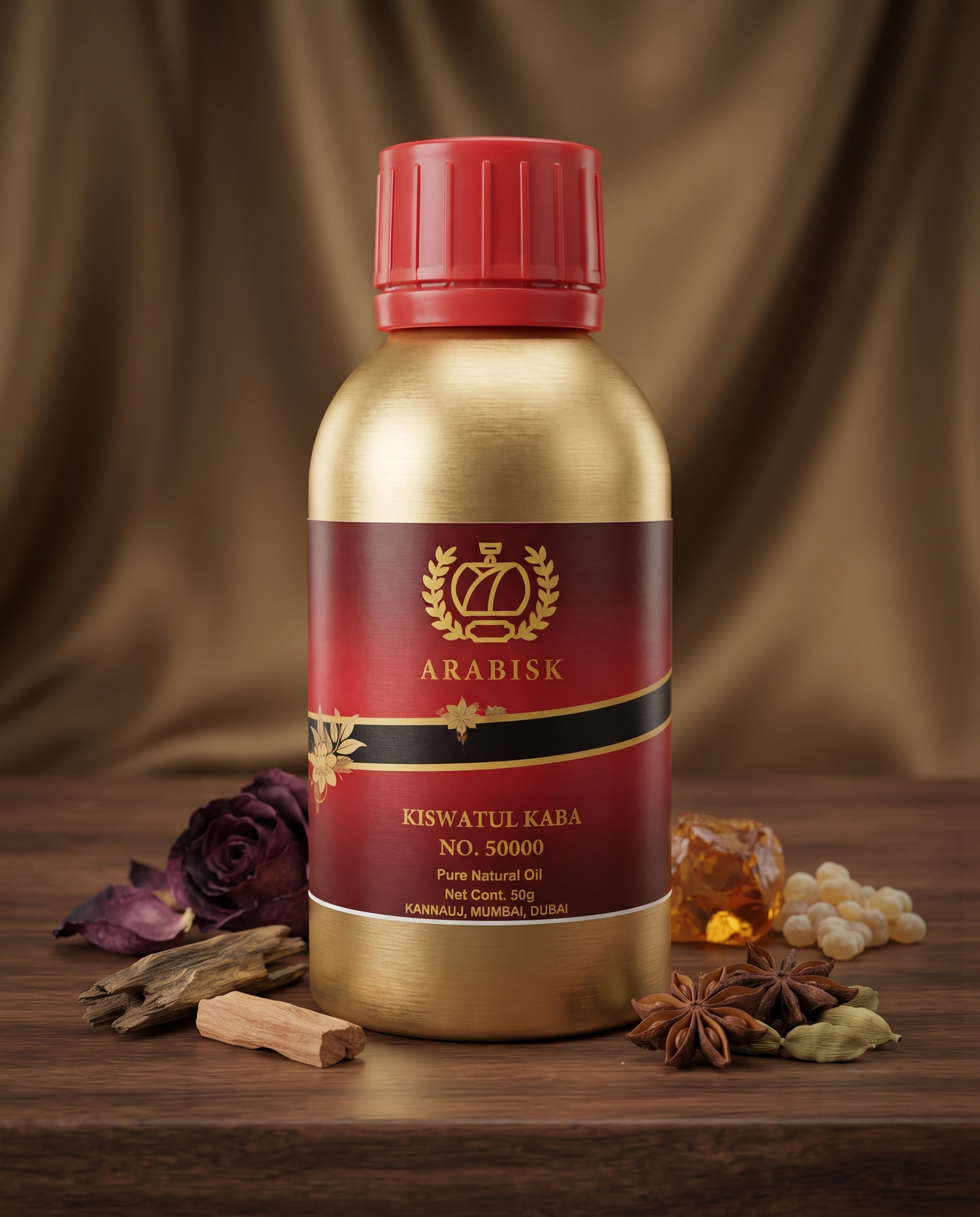 ARABISK Kiswatul Kaba No. 50000 | Pure Natural Attar Oil | Alcohol-Free, Long-Lasting Fragrance | 50g Arabisk